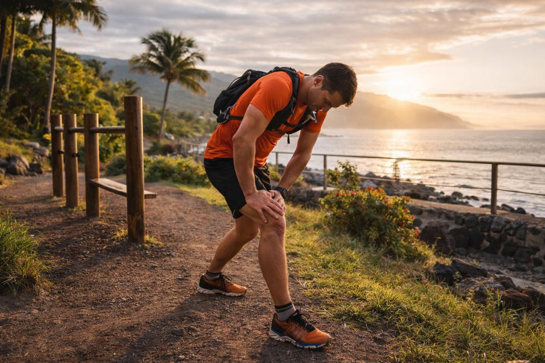 Sportif tenant son genou après l'effort – collagène pour les articulations – Pure Performance La Réunion