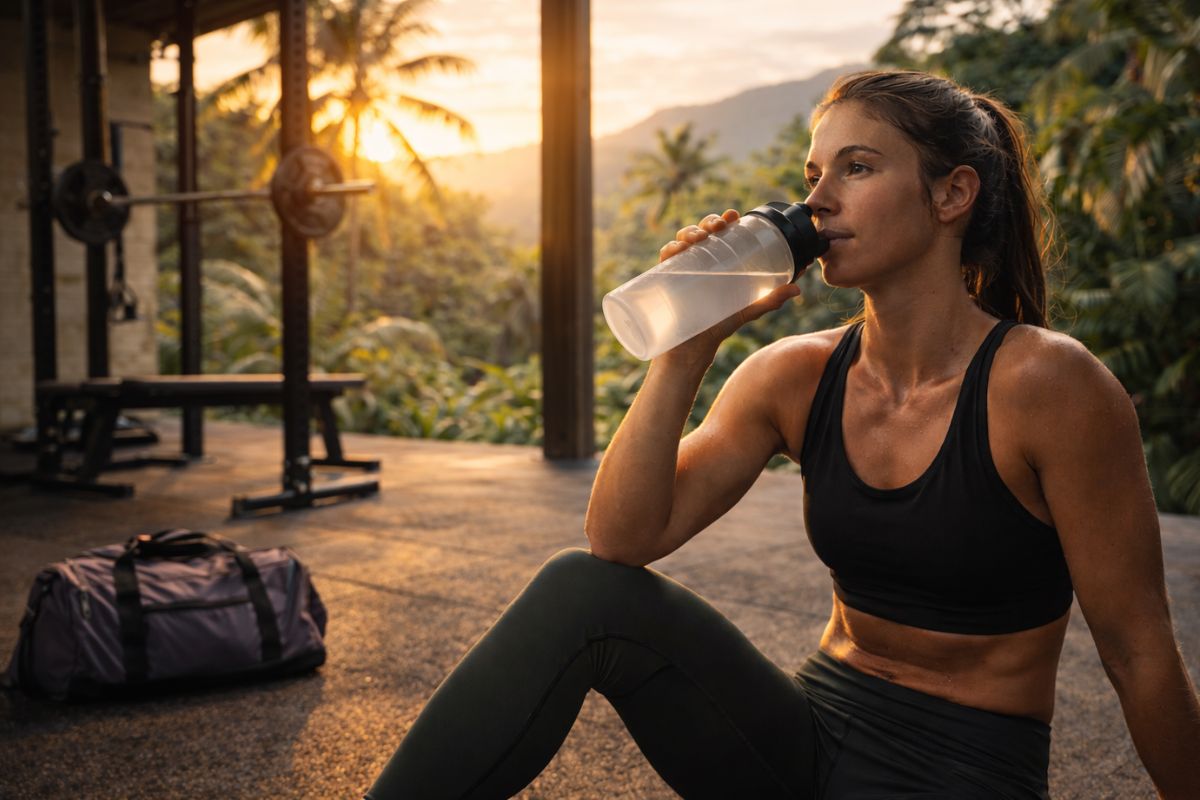 Sportive en récupération après l'entraînement – hydratation et nutrition sportive – Pure Performance La Réunion