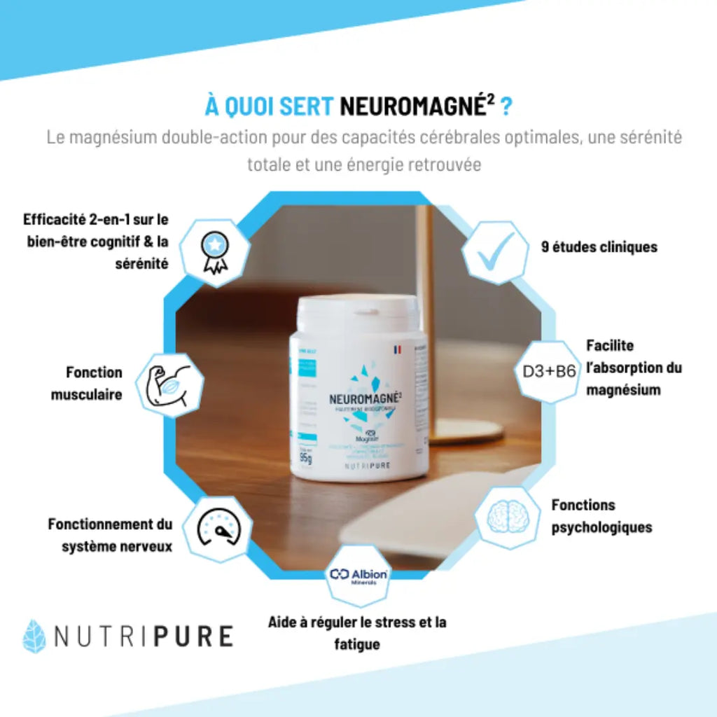 Infographie NeuroMagné² – bénéfices système nerveux et fonctions psychologiques