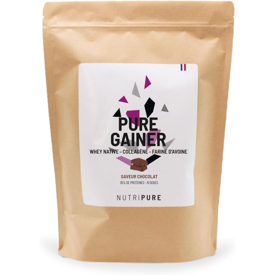 Pure Gainer saveur chocolat – 35% de protéines, fabriqué en France
